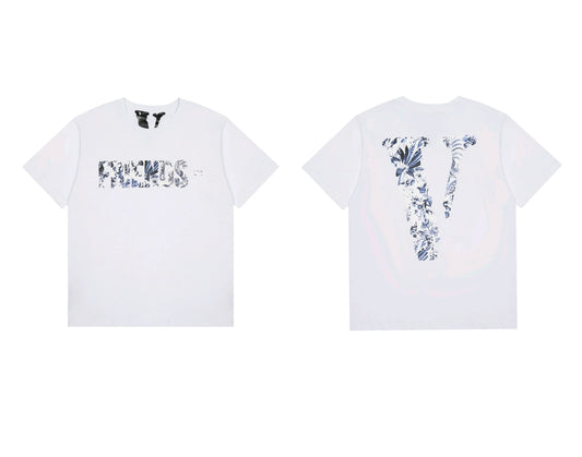 Vlone Abstract Floral "FRIENDS-" Graphic T-Shirt - White